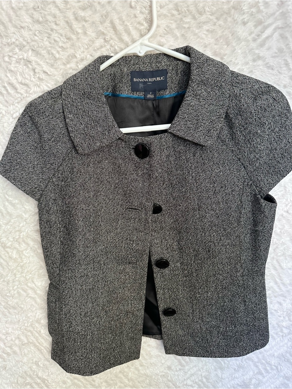 Banana Republic Gray Short Sleeve Button Jacket
